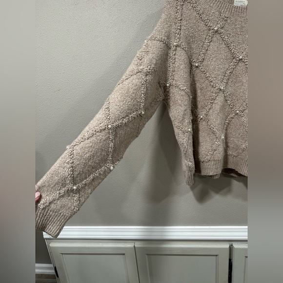 Dreamers by Debut Taupe Brown Pearl Embellished Sweater - Picture 7 of 10